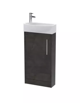 APS51428 Juno Compact Floor Standing 1 Door Unit & 1 Tap Hole Ceramic Basin Right Hand, 440mm - Metallic Slate Slate