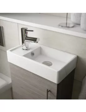 APS51430 Vault Wall Hung Single Door Compact Vanity Unit with Ceramic Basin 400mm - Anthracite Woodgrain Antharcite APS51430 Vault Wall Hung Single Door Compact Vanity Unit with Ceramic Basin 400mm - Anthracite Woodgrain Antharcite