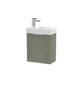 APS51431 Deco Compact Wall Hung 1 Door Vanity Basin Unit & Ceramic Basin, 400mm - Satin Green Green APS51431 Deco Compact Wall Hung 1 Door Vanity Basin Unit & Ceramic Basin, 400mm - Satin Green Green