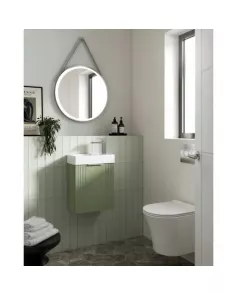 APS51431 Deco Compact Wall Hung 1 Door Vanity Basin Unit & Ceramic Basin, 400mm - Satin Green Green