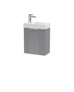 APS51433 Deco Compact Wall Hung 1 Door Vanity Basin Unit & Ceramic Basin, 400mm - Satin Grey Grey