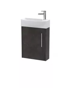 APS51435 Juno Compact Wall Hung 1 Door Unit & 1 Tap Hole Ceramic Basin Left Hand, 440mm - Metallic Slate Slate