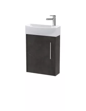 APS51435 Juno Compact Wall Hung 1 Door Unit & 1 Tap Hole Ceramic Basin Left Hand, 440mm - Metallic Slate Slate