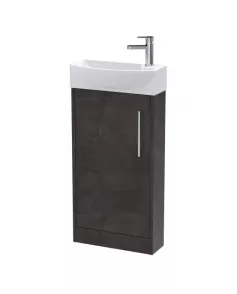APS51436 Juno Compact Floor Standing 1 Door Unit & 1 Tap Hole Ceramic Basin Left Hand, 440mm - Metallic Slate Slate