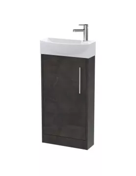 APS51436 Juno Compact Floor Standing 1 Door Unit & 1 Tap Hole Ceramic Basin Left Hand, 440mm - Metallic Slate Slate