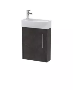 APS51438 Juno Compact Wall Hung 1 Door Unit & 1 Tap Hole Ceramic Basin Right Hand, 440mm - Metallic Slate Slate