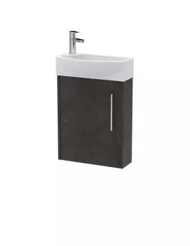 APS51438 Juno Compact Wall Hung 1 Door Unit & 1 Tap Hole Ceramic Basin Right Hand, 440mm - Metallic Slate Slate
