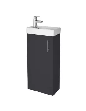 APS51441 Vault Floor Standing Single Door Compact Vanity Unit with Ceramic Basin 400mm - Soft Black Black APS51441 Vault Floor Standing Single Door Compact Vanity Unit with Ceramic Basin 400mm - Soft Black Black