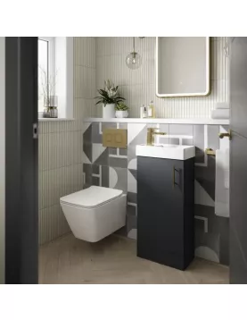 APS51441 Vault Floor Standing Single Door Compact Vanity Unit with Ceramic Basin 400mm - Soft Black Black APS51441 Vault Floor Standing Single Door Compact Vanity Unit with Ceramic Basin 400mm - Soft Black Black