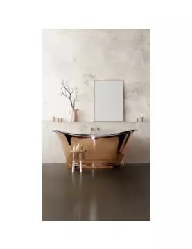 APS52649 Copper Baths Freestanding Boat Bath - Copper Outer/Nickel Inner - 1700mm Copper