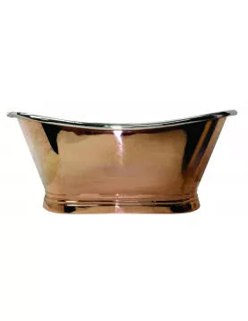 APS52649 Copper Baths Freestanding Boat Bath - Copper Outer/Nickel Inner - 1700mm Copper