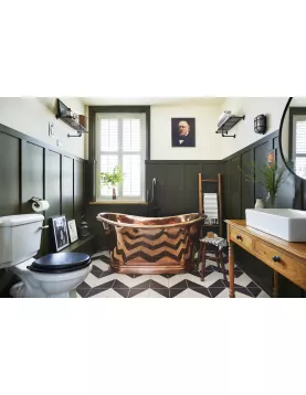 APS52650 Copper Baths Freestanding Boat Bath - Copper Outer/Copper Inner - 1700mm Copper