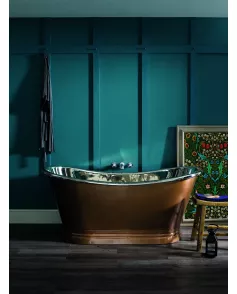 APS52651 Copper Baths Freestanding Antique Copper Boat Bath - Nickel Inner - 1700mm Copper