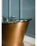APS52651 Copper Baths Freestanding Antique Copper Boat Bath - Nickel Inner - 1700mm Copper