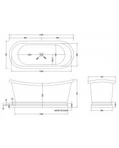 APS52651 Copper Baths Freestanding Antique Copper Boat Bath - Nickel Inner - 1700mm Copper