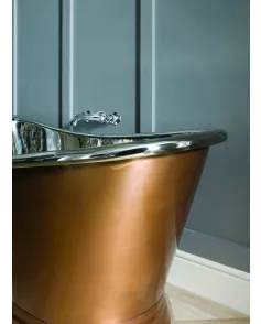 APS52653 Copper Baths Freestanding Antique Copper Boat Bath - Nickel Inner - 1500mm Copper