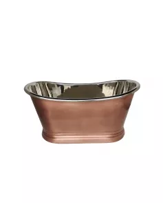 APS52653 Copper Baths Freestanding Antique Copper Boat Bath - Nickel Inner - 1500mm Copper
