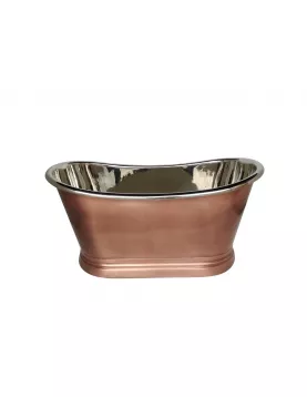 APS52653 Copper Baths Freestanding Antique Copper Boat Bath - Nickel Inner - 1500mm Copper