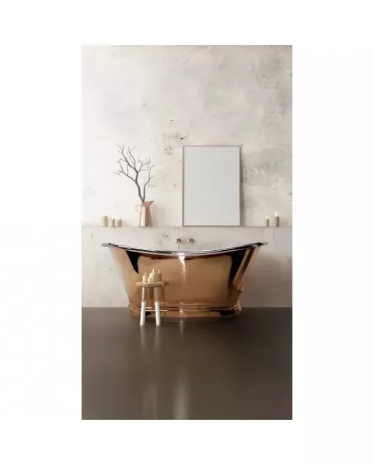 APS52654 Copper Baths Freestanding Boat Bath - Copper Outer/Nickel Inner - 1500mm Copper