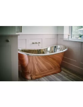 APS52654 Copper Baths Freestanding Boat Bath - Copper Outer/Nickel Inner - 1500mm Copper