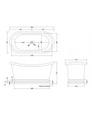 APS52654 Copper Baths Freestanding Boat Bath - Copper Outer/Nickel Inner - 1500mm Copper
