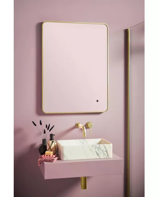 APS54077 Alfie Soft Edge LED Mirror Brass 500×700 Brushed Brass