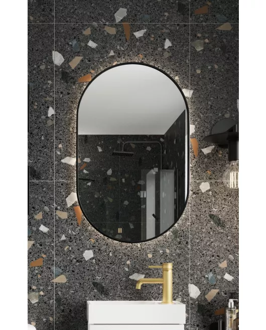 APS54079 Aubrey LED Mirror Black 500×800 Black