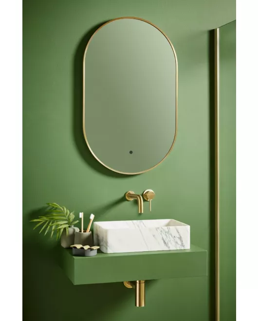 APS54080 Aubrey LED Mirror Brass 500×800 Brushed Brass