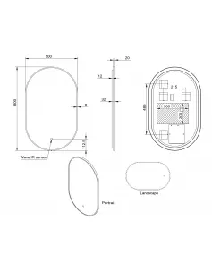 APS54080 Aubrey LED Mirror Brass 500×800 Brushed Brass