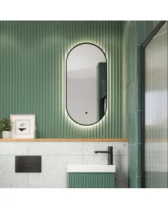 APS54082 Aubrey Slim LED Mirror Black 400×800 Black