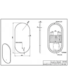 APS54083 Aubrey Slim LED Mirror Brushed Brass 400×800 Brushed Brass