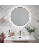 APS54088 Macie Brushed Brass LED Mirror 600mm Brass