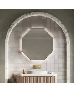 APS54090 Passa Octagonal Mirror Brushed Brass 800×800 Brushed Brass