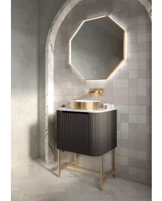APS54090 Passa Octagonal Mirror Brushed Brass 800×800 Brushed Brass