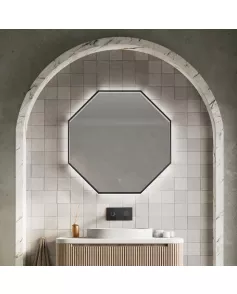 APS54092 Passa Octagonal Mirror Matte Black 800×800 Black