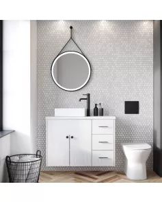 APS54098 Belini Round LED Hanging Mirror Black