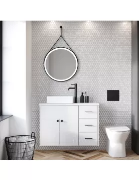 APS54098 Belini Round LED Hanging Mirror Black