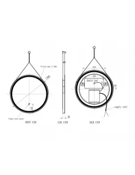 APS54098 Belini Round LED Hanging Mirror Black