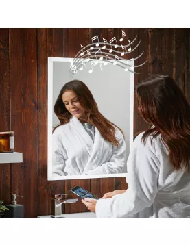 APS54105 Mosca LED Mirror with Demister Pad and Shaver Socket and Bluetooth 500x700mm 