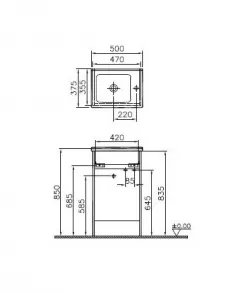 APS54815 Vitra S50 500mm Floorstanding 1 Door Vanity Unit White