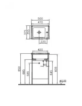 APS54815 Vitra S50 500mm Floorstanding 1 Door Vanity Unit White