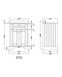 APS5517 600mm Cabinet & Marble Top (1TH) Storm Grey