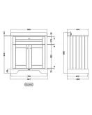 APS5551 800mm Cabinet & Marble Top (1TH) Storm Grey