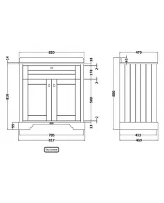 APS5553 800mm Cabinet & Marble Top (1TH) Hunter Green