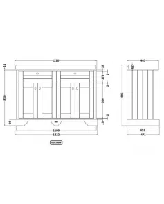 APS5614 1200mm Cabinet & Double Marble Top (3TH) Storm Grey