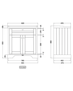 APS5639 800mm Cabinet & Basin (1TH) Storm Grey