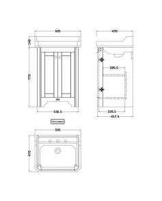 APS5666 595mm 2-Door Unit & Basin 2TH Storm Grey