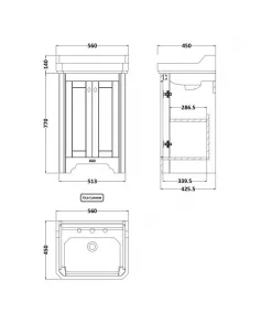 APS5688 560mm 2-Door Unit & Basin 2TH Storm Grey