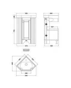 APS5697 Corner Cabinet & Basin Storm Grey