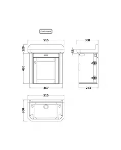 APS5701 515mm W/H 1-Door Unit & Basin 2TH Storm Grey